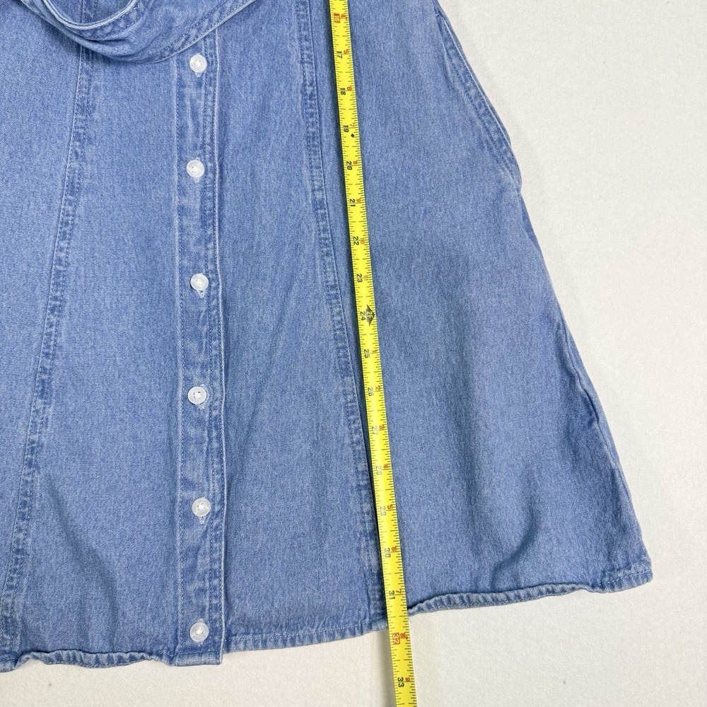 ASOS Denim Tie-Front Mini Dress 100% Cotton US size 0 Cottagecore Western Summer - Picture 8 of 16